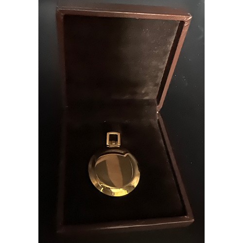 913 - A Longines gold plated mechanical pocket watch in original case.