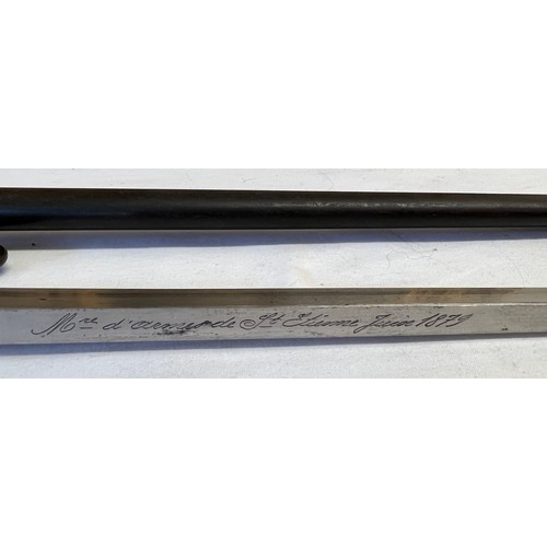 1013 - A 19thC French bayonet numbered to handle G71208, number to sheath L 59353, inscribed to blade Mre d... 