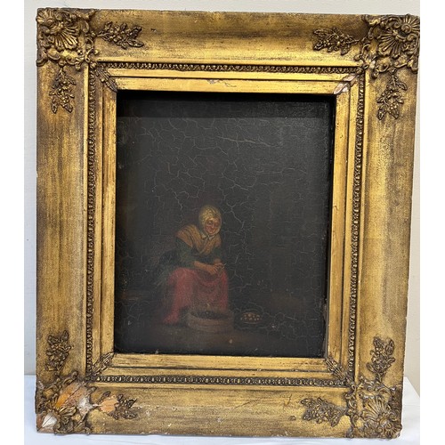 1299 - A 19thC oil on board in ornate gilt frame. 42 x 34cm.