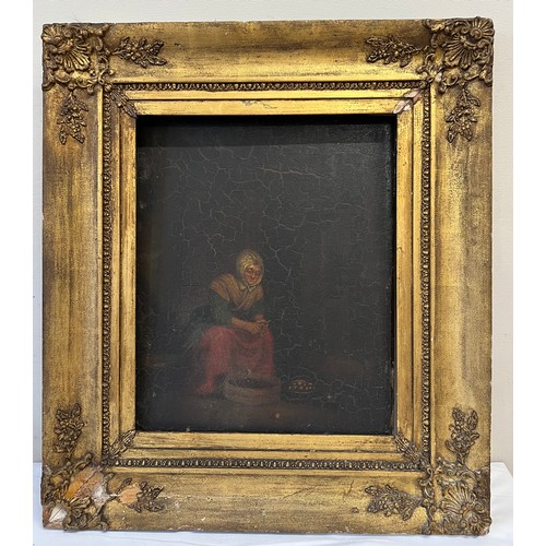 1299 - A 19thC oil on board in ornate gilt frame. 42 x 34cm.