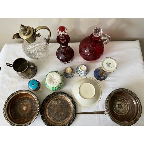 1268 - Miscellany to include ceramics, glass caddy silver topped jar and plated ware, Carlton Ware vase, Sh... 