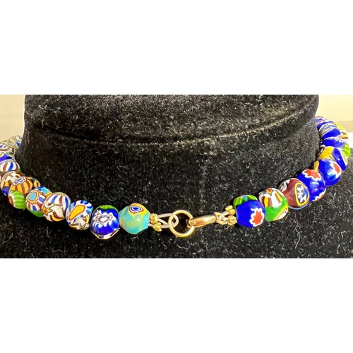 541 - A vintage glass Venetian millefiori bead necklace. Approx. 58cm l.