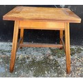 An early 20thC Arts & Crafts oak folding card table with green baize lining. 45 d x 64 w x 59cm h cl... 