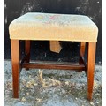 Early 20thC upholstered topped stool. 46 h x 49 w x 39cm d.