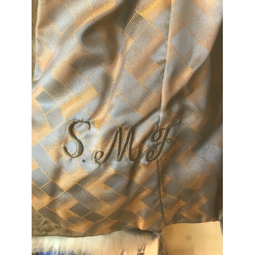 702 - Fox fur and Suede jacket measuring 48cm  wide armpit to armpit. Initials SMF embroidered inside also... 