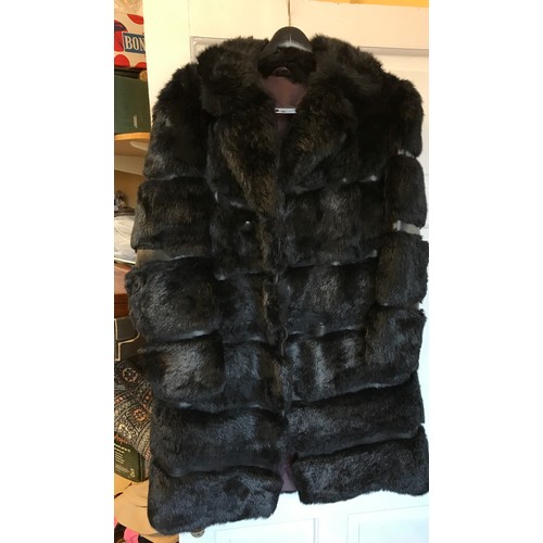 702 - Fox fur and Suede jacket measuring 48cm  wide armpit to armpit. Initials SMF embroidered inside also... 