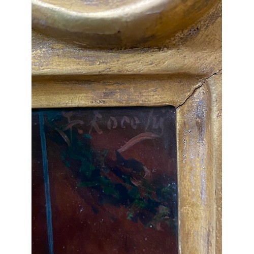 1281 - Oleograph of mother and child in decorative gilt frame. 48 x 33cm. Signed indistinctly to top right.... 