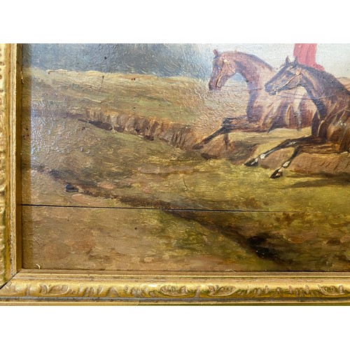 1298 - Robert Stone (1820-1870) - a series of four oil on board hunting scenes signed L.L. framed in decora... 