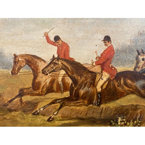 1298 - Robert Stone (1820-1870) - a series of four oil on board hunting scenes signed L.L. framed in decora... 