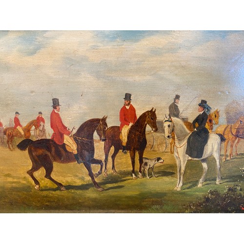 1298 - Robert Stone (1820-1870) - a series of four oil on board hunting scenes signed L.L. framed in decora... 