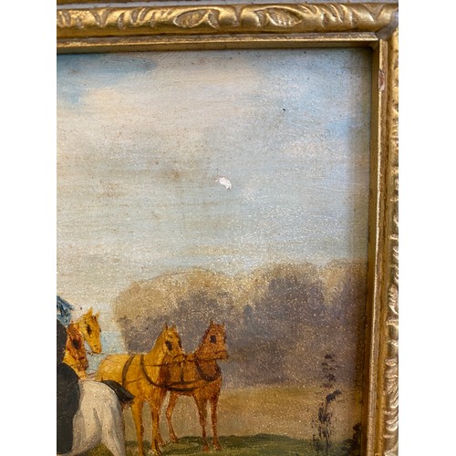 1298 - Robert Stone (1820-1870) - a series of four oil on board hunting scenes signed L.L. framed in decora... 