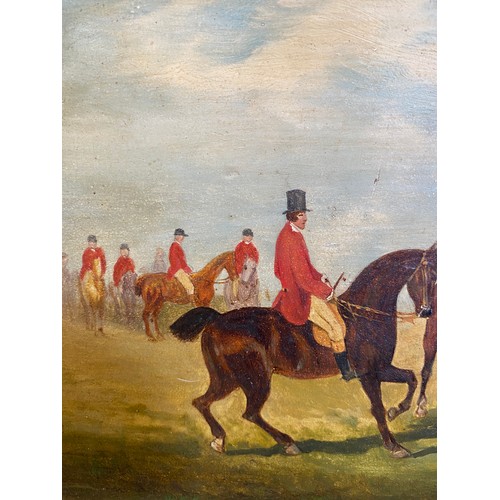 1298 - Robert Stone (1820-1870) - a series of four oil on board hunting scenes signed L.L. framed in decora... 