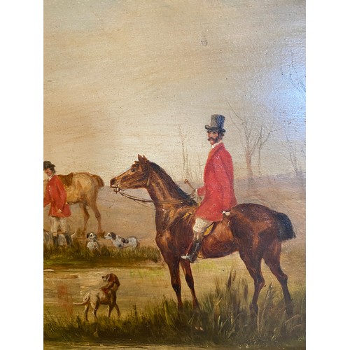 1298 - Robert Stone (1820-1870) - a series of four oil on board hunting scenes signed L.L. framed in decora... 