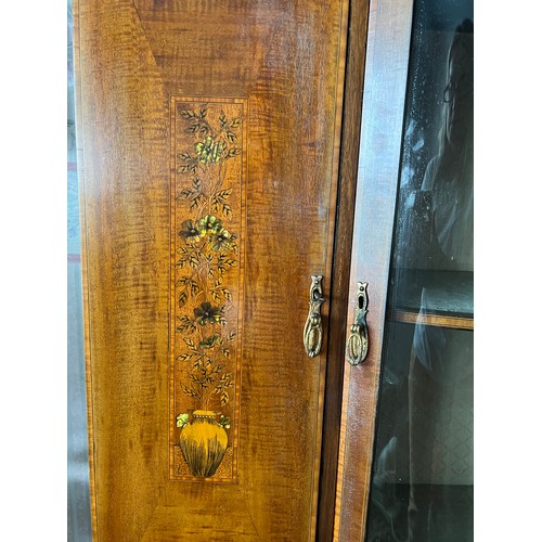 66 - Edwardian mahogany inlaid display cabinet. 122 w x 265 h x 35cm d.