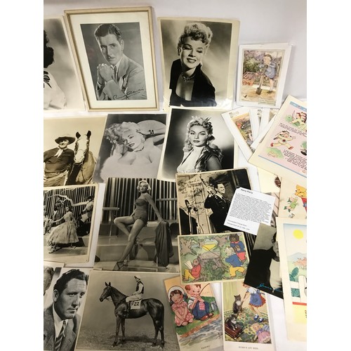 1237 - Ephemera to include photographs of Hollywood stars, Marilyn Monroe, Randolf Scott, Laurel and Hardy,... 