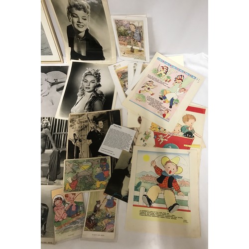 1237 - Ephemera to include photographs of Hollywood stars, Marilyn Monroe, Randolf Scott, Laurel and Hardy,... 