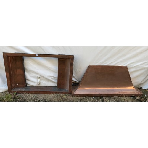 1058 - A vintage copper fire surround and canopy.