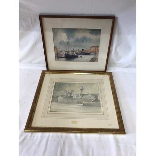 1588 - Two watercolours one by Richard H Pearson, dated 1947 of Hull Marina image size 23 x 30cm and anothe... 