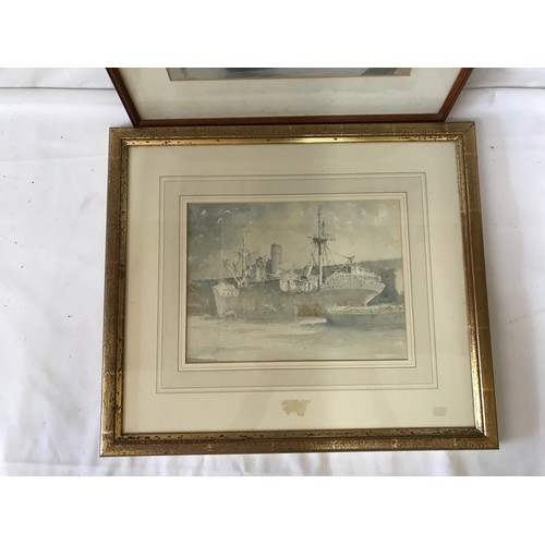 1588 - Two watercolours one by Richard H Pearson, dated 1947 of Hull Marina image size 23 x 30cm and anothe... 