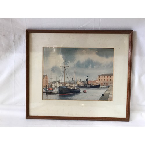 1588 - Two watercolours one by Richard H Pearson, dated 1947 of Hull Marina image size 23 x 30cm and anothe... 