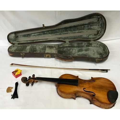 1156 - Violin, The Ruggeri model violin with bow in case marked John and Arthur Beare, violin dealers and r... 