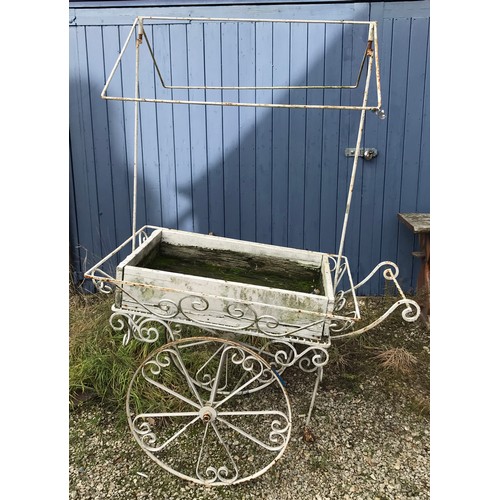 215 - A French white metal street vendors barrow. 176 h 120cm w.