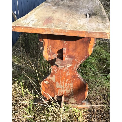 216 - A pair of Yew wood garden tables both approx. 107 l x 44 w x 66cm h.