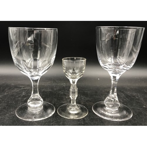 429 - Six various drinking glasses, three with hollow stems. Tallest measuring at 17cm.