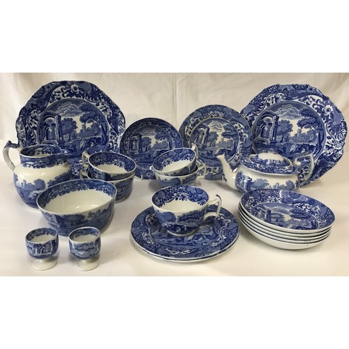 296 - A quantity of Spode ceramics to include cups x5, tea pot, sugar basin, egg cups x2, dinner plates x2... 