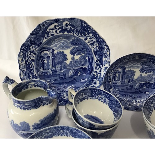 296 - A quantity of Spode ceramics to include cups x5, tea pot, sugar basin, egg cups x2, dinner plates x2... 