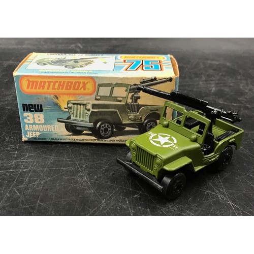 832 - A collection of toys, some boxed, to include Tonka, Matchbox No 38 Armoured Jeep, Dinky, Britains, J... 