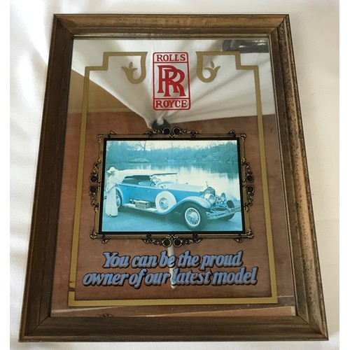 1147 - Collection of four mirrors one of a Rolls Royce car 33.5cm h x 25.5cm w, one The General U.S. Railro... 