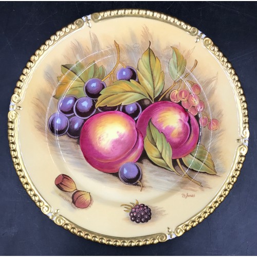 301 - Aynsley Orchard Gold cabinet plate with gilded decoration, signed D. Jones. 26cm diameter.