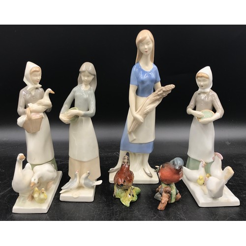 303 - A collection of six ceramic models to include four large marked models and two Beswick birds marked ... 