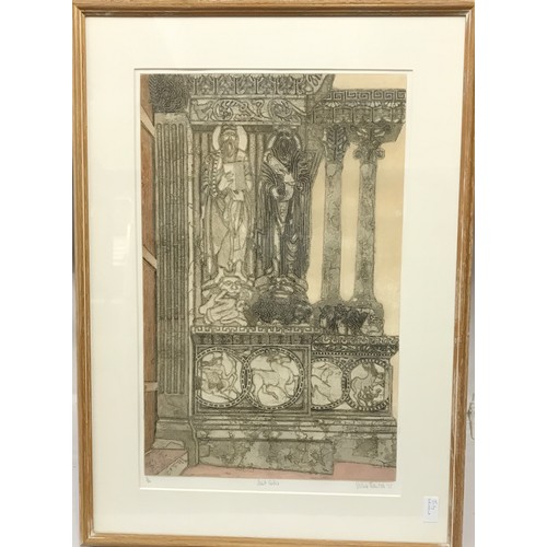 1579 - Valerie Thornton (1931-1991) etching and aquatint of St Giles signed and dated '75, image 58cm x 38c... 