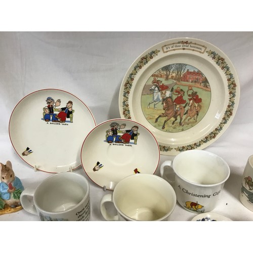 307 - A collection of children's ceramics to include Wedgwood The Three Jovial Huntsmen by Randolph Caldec... 