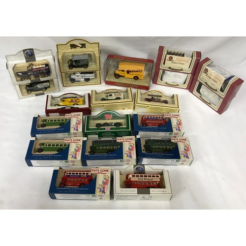 836 - Die cast model cars and vans 15 Lledo Collectibles to include 11 Days Gone 6 buses, 4 vintage and 1 ... 