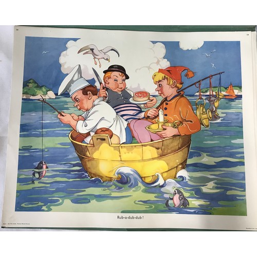 837 - Nursery Rhyme Pictures from The Gay Way Series, 48/48 posters originally from the 1950s. Stamped wit... 