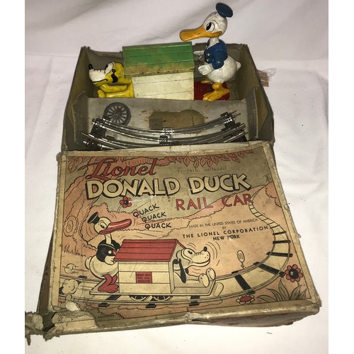 838 - A Lionel No. 1107 Donald Duck Rail Car and track with original box.