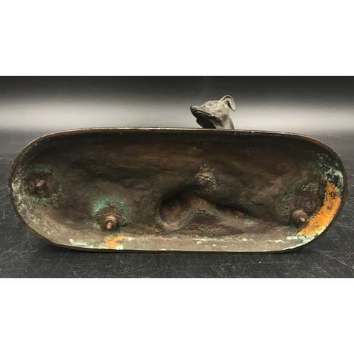 1054 - A selection of metal ware to include a bronze model of a greyhound in the manner of P.J. Mene 13cm h... 