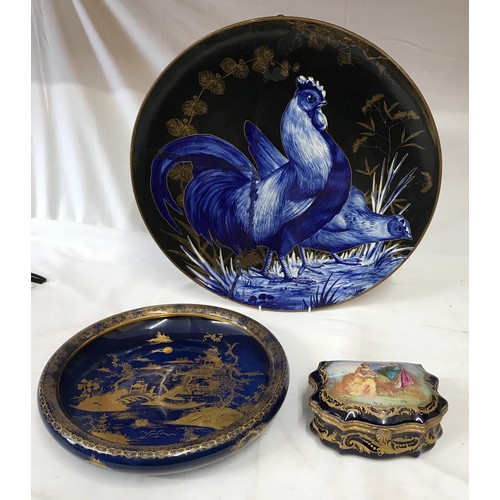 314 - Ceramics to include very large charger signed J C Bradley to back, Carton Ware bowl decorated with o... 