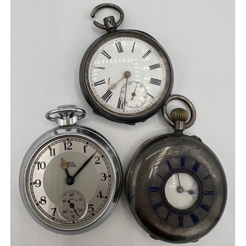 978 - Three various pocket watches to include hallmarked silver .935 white metal and Smith's Empire.