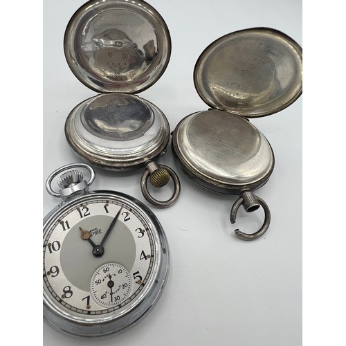 978 - Three various pocket watches to include hallmarked silver .935 white metal and Smith's Empire.