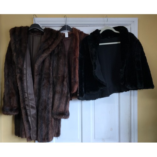 920 - Three various vintage fur to include two capes, largest shoulder to hem 55cm and a coat, pit to pit ... 