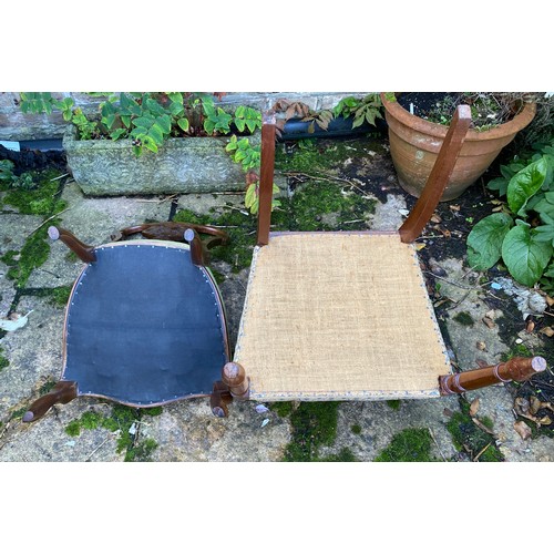 82 - Two mahogany chairs to include one armchair and a green upholstered bedroom chair. Arm chair 82.5cm ... 