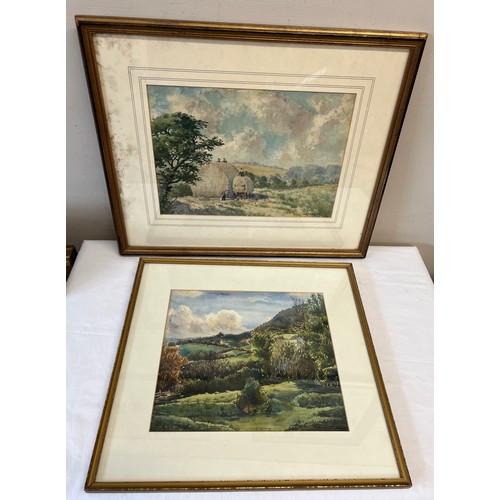 1569 - Two watercolour landscapes. Signed WA Martin and Bruce Barnden. Largest 25 x 35cm.