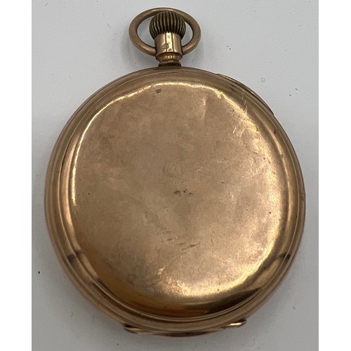 324 - Nine carat gold full hunter pocket watch. White enamel face marked Waltham USA. Total weight 119gm. ... 