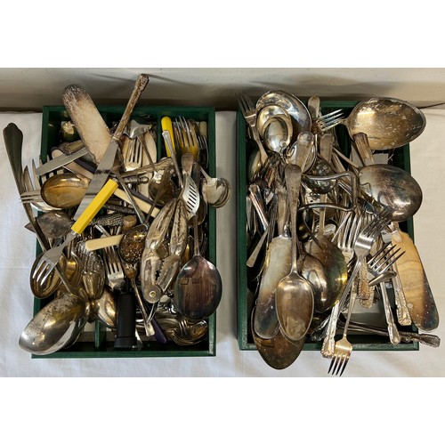 696 - A large quantity of silver plated cutlery  to include lobster picks, ladle etc.