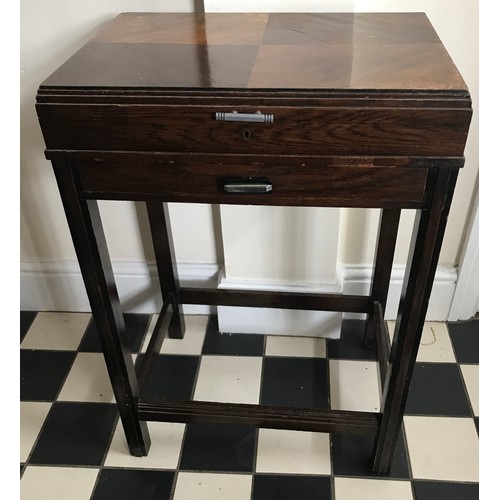 694 - A 20thC mahogany cutlery stand 76 h x 50 w x 35cm d. containing a six piece EPNS cutlery set and var... 