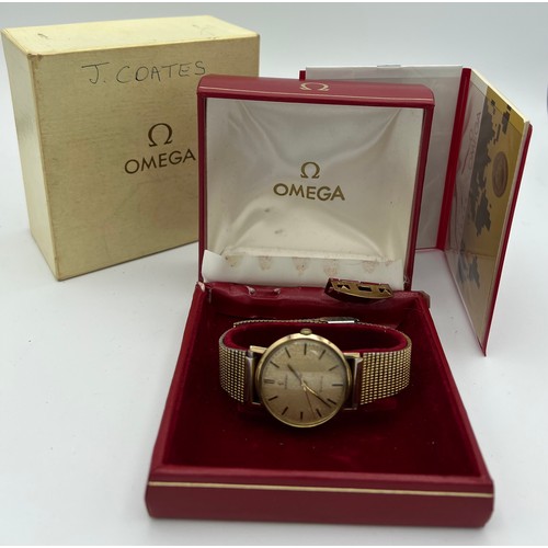 972 - A 1970 nine carat gold cased gentleman’s Omega  wristwatch on stainless steel strap. This is complet... 